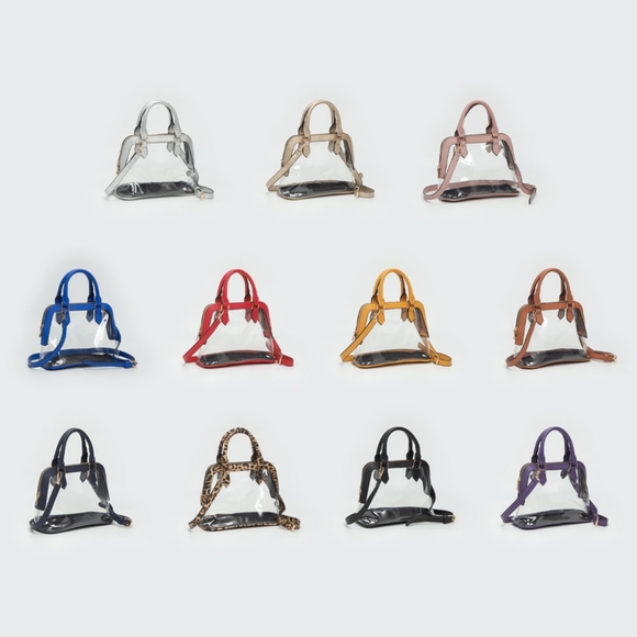 Orange Structured Transparent Clear Handbag Crossbody Bag Purse Leather - Picture 4 of 4